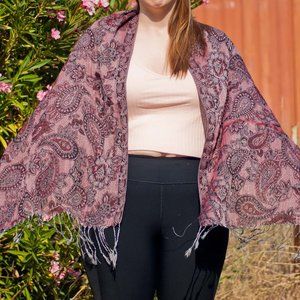 Red Floral Paisley Woven Pashmina